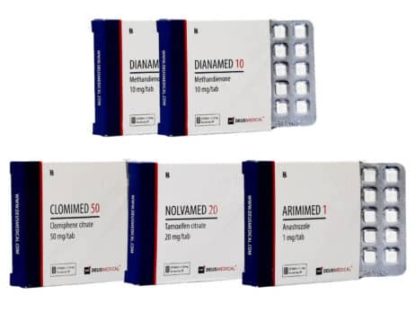 Paquete de 12 dosis para aumento de masa muscular, vía oral, 4 semanas, Dianabol Protection PCT, Deus Medical