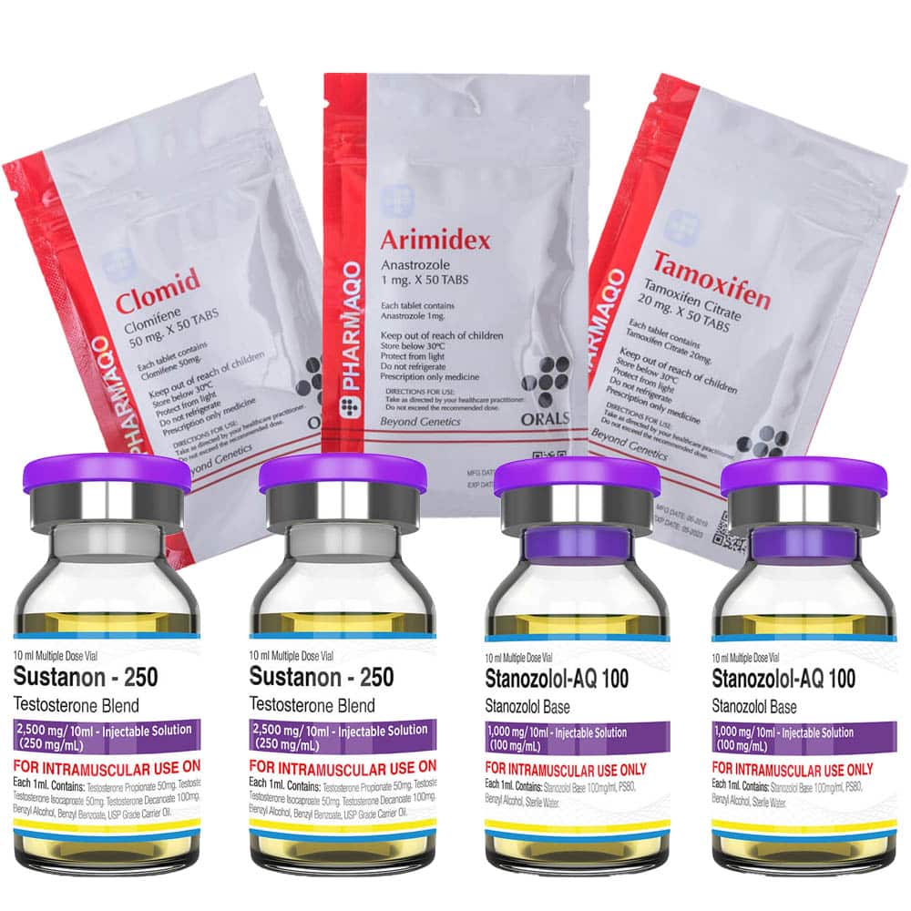 Paquete para ganar masa muscular magra INYECTABLE Sustanon Stanozolol 8 semanas Pharmaqo Labs