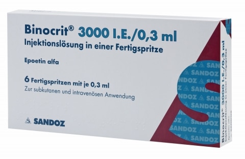 Binocrit 3000 UI 0,3 ml. Solución inyectable en jeringas precargadas. Epoetina Alfa Sandoz.