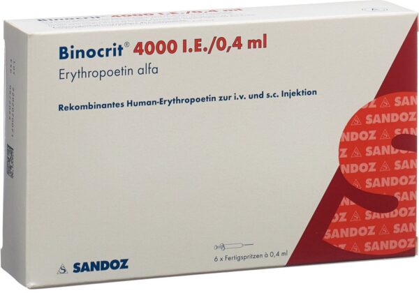 Binocrit 4000 UI 0,4 ml. Solución inyectable en jeringas precargadas. Epoetina Alfa Sandoz.