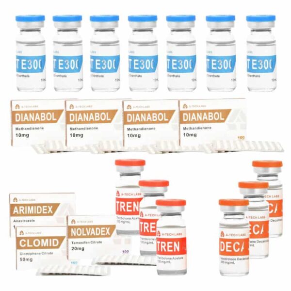 Paquete de aumento de masa muscular extremo TEST E DECA TREN A DIANABOL 16 semanas A TECH