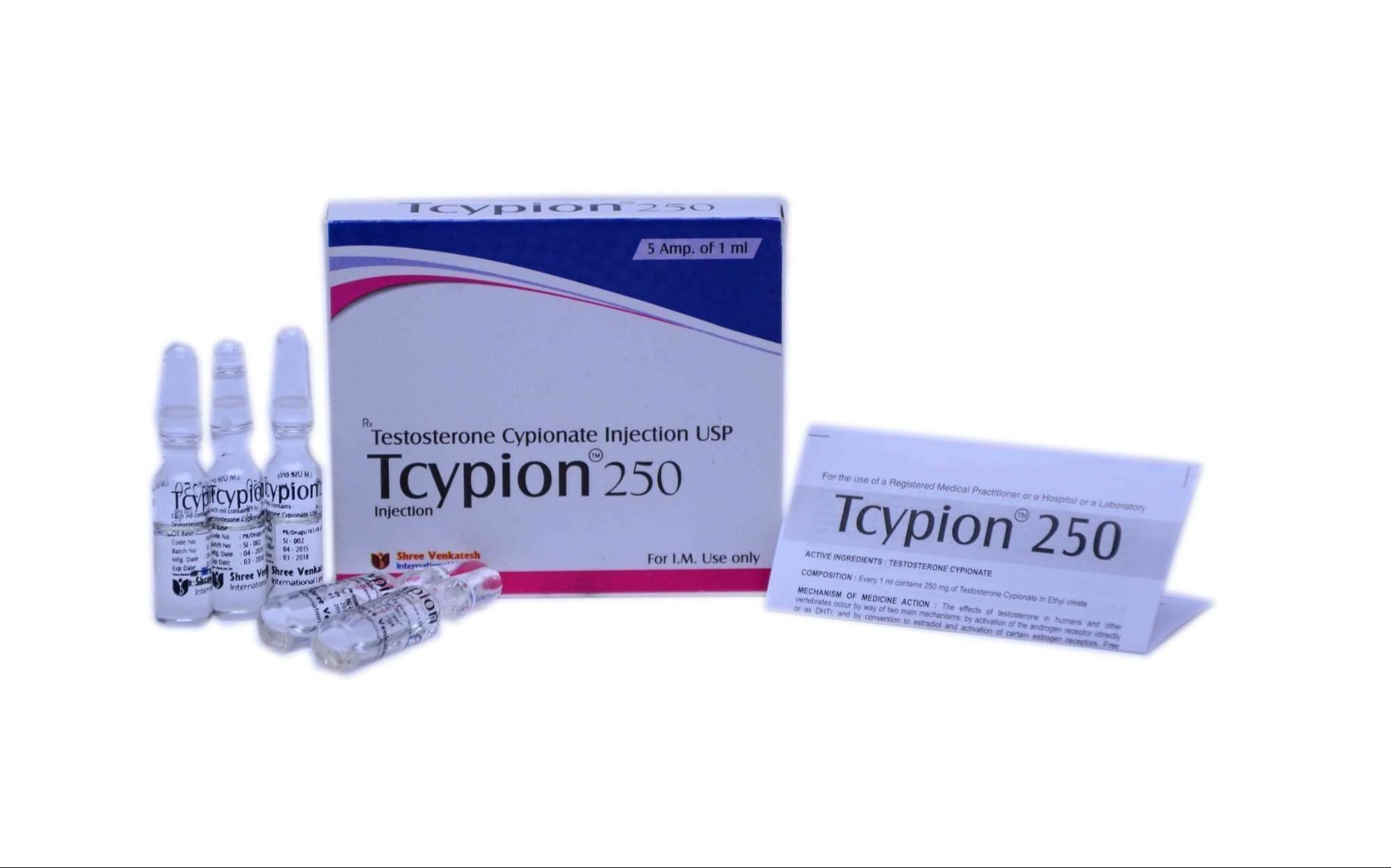 TCYPION - Cipionato de testosterona 250 mg/ml (5 ampollas x 1 ml) - Shree Venkatesh