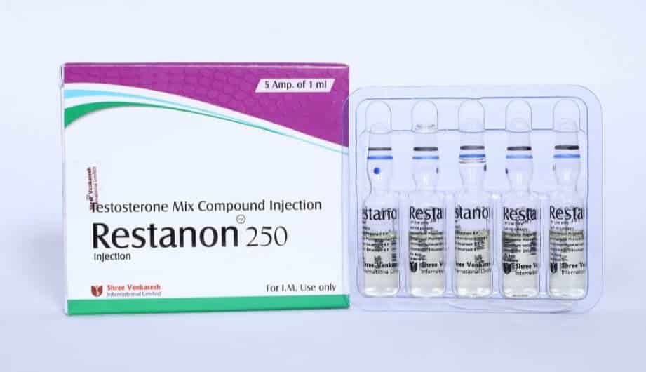 RESTANON - Compuesto de mezcla de testosterona 250 mg/ml (5 ampollas x 1 ml) - Shree Venkatesh